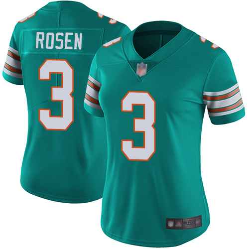 Nike Miami Dolphins 3 Josh Rosen Aqua Green Alternate Women Stitched NFL Vapor Untouchable Limited Jersey